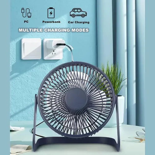 Ventilador Escritorio Usb Mini Fan Ajustable Silencioso 14 Cm Negro Plata 4 13