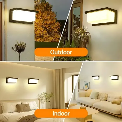 Lámpara Led Moderna Impermeable Ip65 De 24w Para Exterior Negro 9
