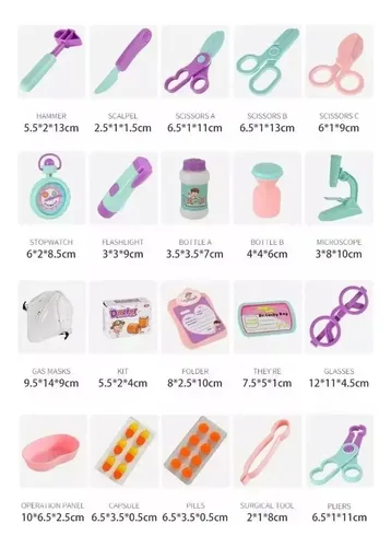 Set Juguetes Medico Doctor Niños Infantil Con Luz Y Sonido Multicolor (celeste, Morado, Rosa, Blanco) 7
