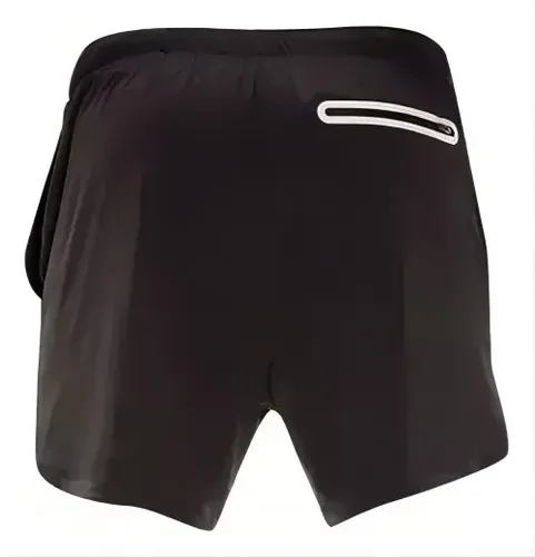 Short Gimnasio Licra Bolsillo Poliester Hombre Negro Y Rojo 6