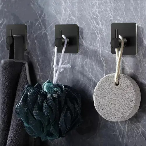 Ganchos Adhesivos Impermeables De Acero Inoxidable 5 Uds. Negro 9