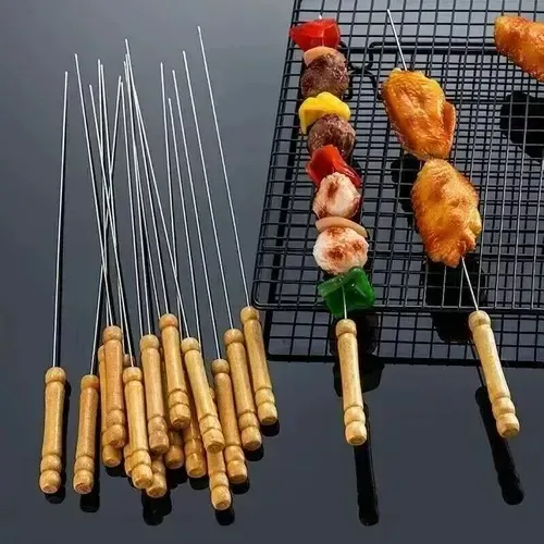 12 Brochetas Pinchos Anticucho Acero Barbacoa Parrilla Asado 5