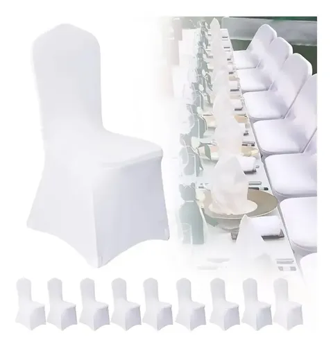 10 Unidades !! Funda Sillas Spandex Para Evento Color Blanco Diseño De La Tela Poliéster