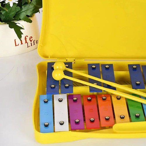 Metalofono Cromatico 25 Notas Xilofono Infantil Escolar Color Amarillo 4