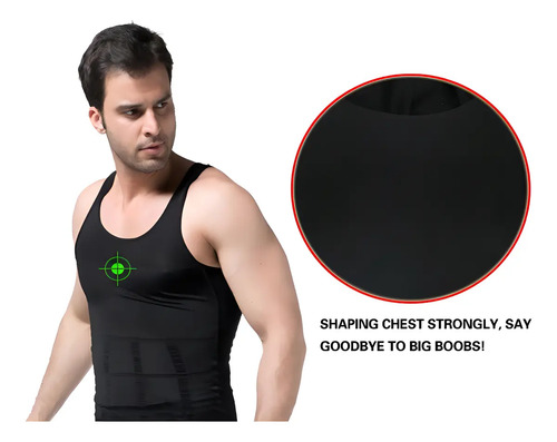 Faja Reductora Camiseta De Compresión Para Hombre Moldeador De Abdomen Y Espalda, Talla Xl Negro/blanco 5