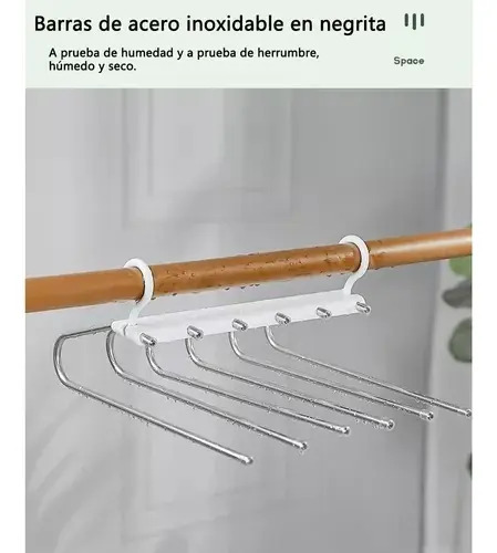 Colgador Percha Mágico Plegable Pantalon 6 En 1 Metalvenzhop 5