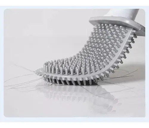 Escobilla De Baño Cepillo Punta Flexible Silicona Gris 15