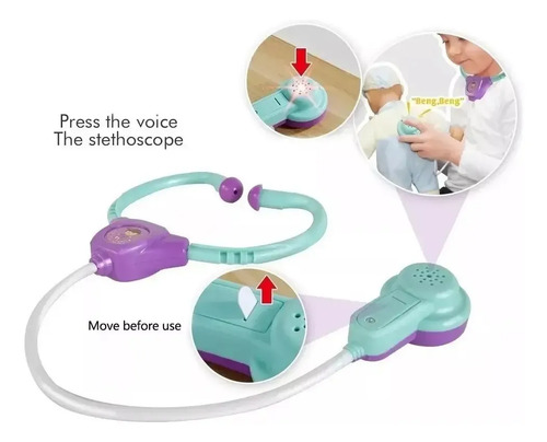 Set Juguetes Medico Doctor Niños Infantil Con Luz Y Sonido Multicolor (celeste, Morado, Rosa, Blanco) 2