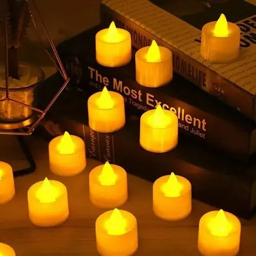 Pack 24 Velas A Pila De Led Con Efecto Llama Dorado Vela 19