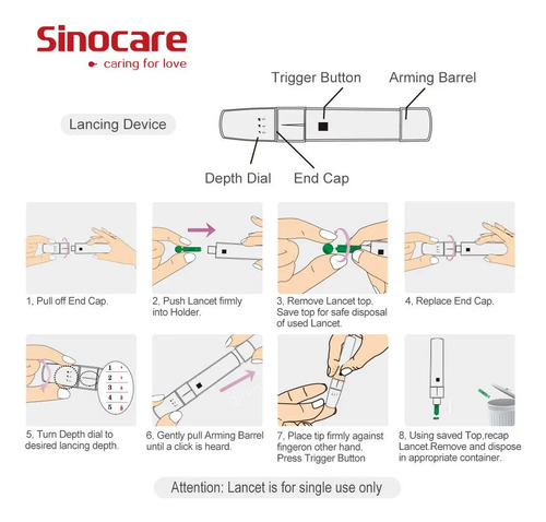 100 Tiras Reactivas Y 100 Lancetas Sinocare Safe Accu Color Azul Acero 7