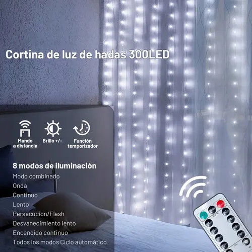 Cortinas Serie Luces 300 Led Decorativas Usb 8 Modelo 3x3m 5