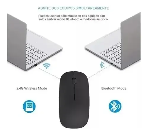 Mouse Dual Inalámbrico Bluetooth Recarg Tel/tablets/pc Dpi Negro 4