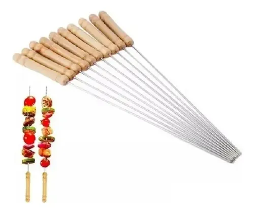 12 Brochetas Pinchos Anticucho Acero Barbacoa Parrilla Asado 12