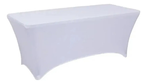 Mantel Spandex Blanco Rectangular 180x75 Cm Para Eventos Lavable Liso 13