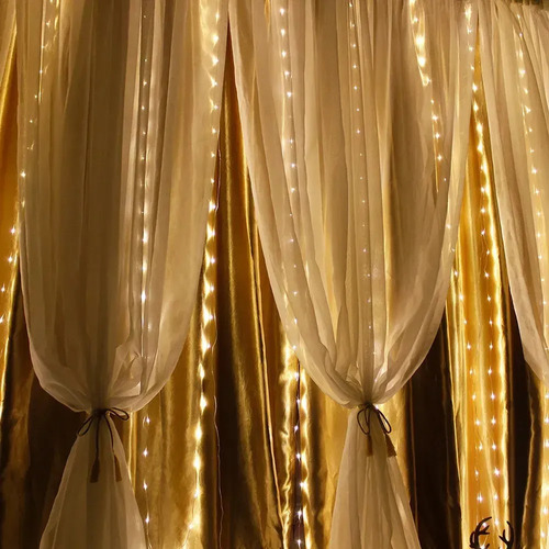 3mt Cascada Luces Guirnalda Cortina Led Navidad Eventos Boda Amarillo Cálido 11
