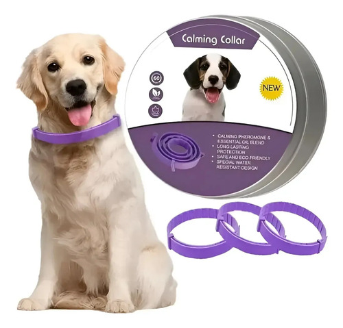 Collar Calmante Perro Ajustable Calma Ansiedad Relajante Púrpura Corazones Calmante 11