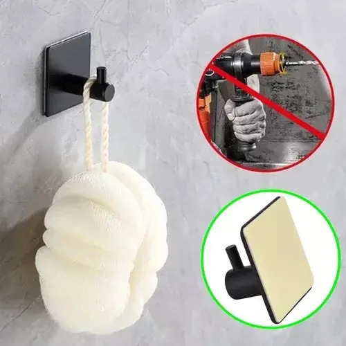 Ganchos Adhesivos Impermeables De Acero Inoxidable 5 Uds. Negro 6