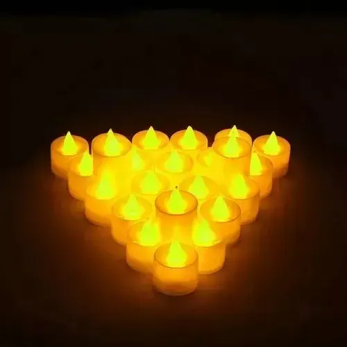 Pack 24 Velas A Pila De Led Con Efecto Llama Dorado Vela 12