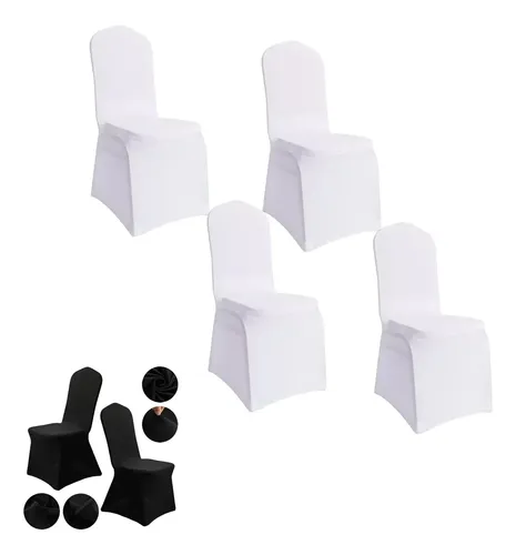 4 Unidades !! Funda Sillas Spandex Para Evento Blanco 9