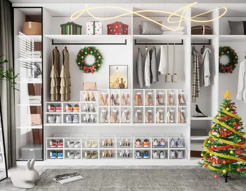 Caja Organizadora De Zapatos Set X6 Unidade Apilables Firmes Blanco 18