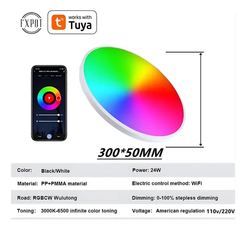 Lámpara De Techo Inteligente Wifi Ultra Delgadorgb Panel Led Rgb 8