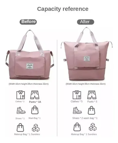 Bolsa Gran Capacidad Para Viajes Hombres Y Mujeres, Deportes Color Negro Lisa 19