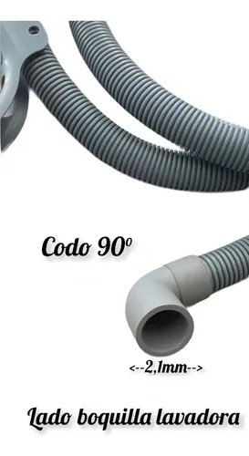 Manguera Extensión Desague Para Lavadora LG Samsung Daewoo Gris 4