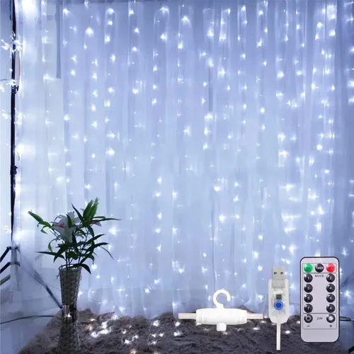 Cortinas Serie Luces 300 Led Decorativas Usb 8 Modelo 3x3m 17