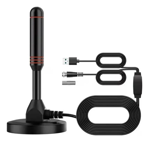 Antena Tv Digital Interior Hd Amplificada Por Usb 10m Negro 10