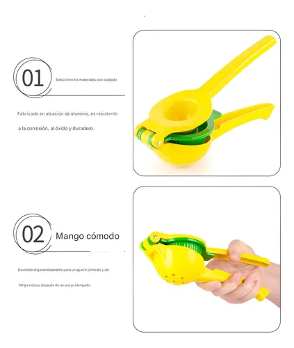 Exprimidor Manual Doble Mango Acero 2-en-1 Cocina Amarillo 7