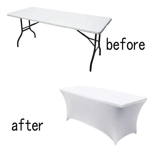 Mantel Spandex Blanco Rectangular 180x75 Cm Para Eventos Lavable Liso 17