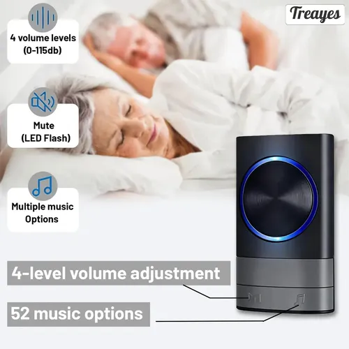 Timbre Inalámbrico Para Puerta Con 2 Receptores Impermeables Negro 2