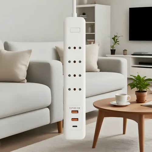 Falatale Alargador 4 Enchufes + 2 Usb Rápida 20w +1 Type C Blanco 3