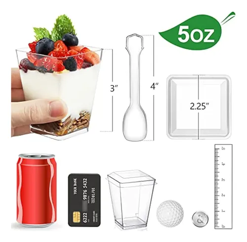 Vaso O Pocillos C/tapa 160 Ml Acrílico Postre X 50 +embalaje Blanco 2