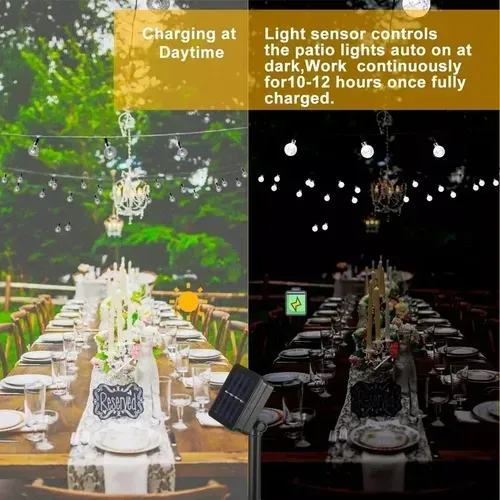 Luces De Cadena Solares 13m 80 Led Césped, Jardín Boda 20