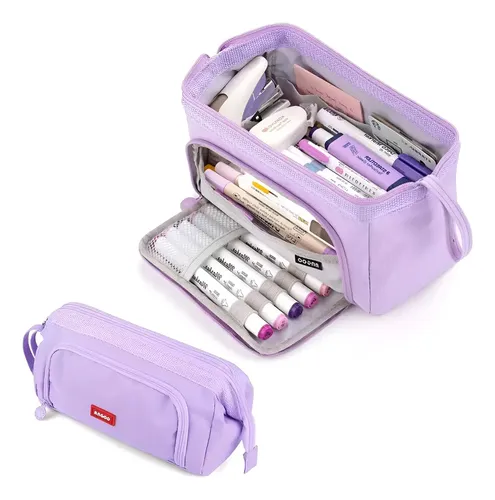 Estuche De Lapices Doble Capa Organizadoras Gran Capacidad Color Purpura