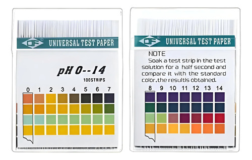Papel Medicion Ph Profesional 100 Tiras 0-14 Calidad Stgo. Blanco 8