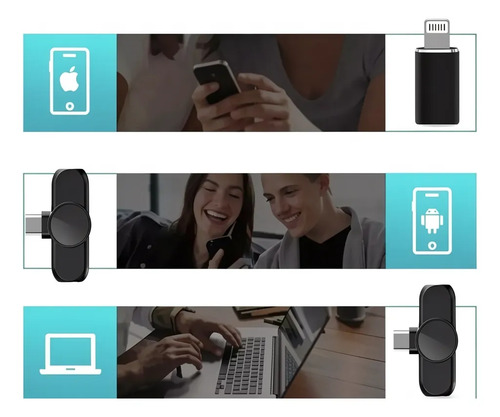Micrófono Lavalier Inalámbrico Para Ios iPhone iPad Y Usb-c Negro 18
