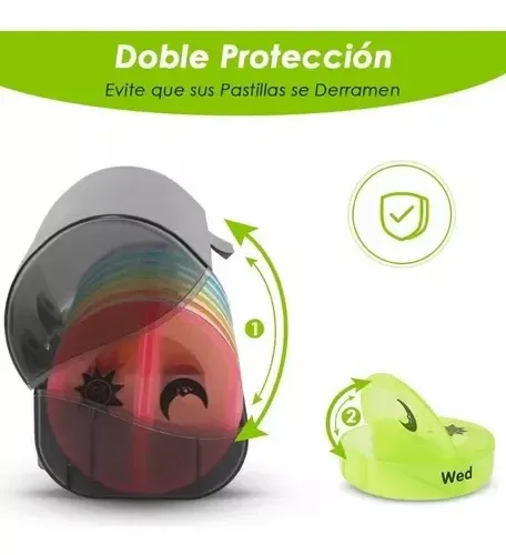 Pastillero Semanal Organizador Portátil 2 Tomas 7 Dias Color 10