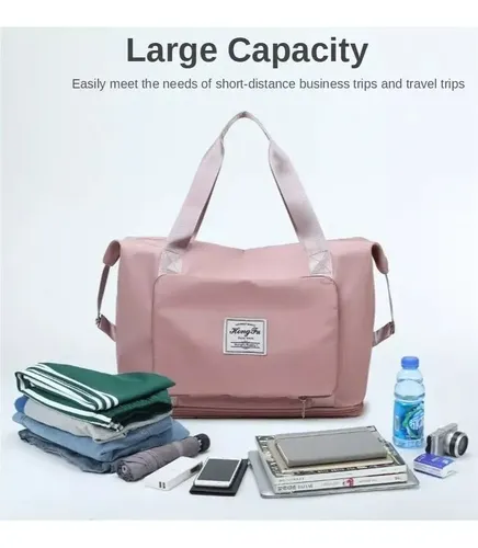 Bolsa Gran Capacidad Para Viajes Hombres Y Mujeres, Deportes Color Azul Lisa 19