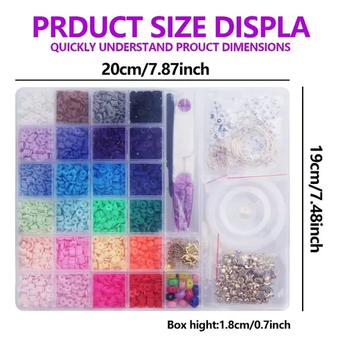 Set Mostacillas Arcilla 24 Color Pulseras Collares Bisuteria Conjunto De Polímero De Adorno De Bricolaje De Cuentas De Arcilla 6000pcs 20 Cm 19 Cm 15
