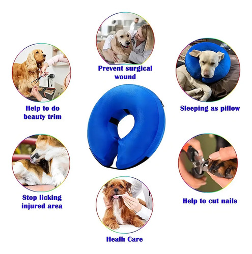 Collar Isabelino Regulable A Prueba De Mordidas P/perro Gato Azul Xl 15