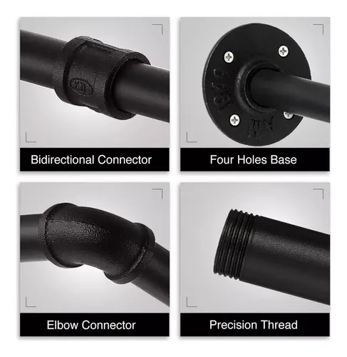 184cm Perchero De Pared Estante De Metal Para Ropa Multiusos Negro 8
