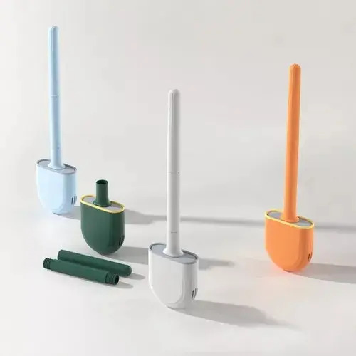 Escobilla De Baño Cepillo Punta Flexible Silicona Gris 19