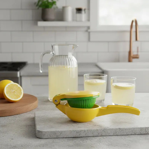 Exprimidor Manual Doble Mango Acero 2-en-1 Cocina Amarillo 5