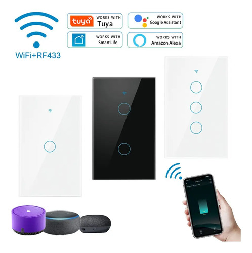 Apagador Inteligente Wifi Sin Cable Neutro 1,2 O 3 Canales 20