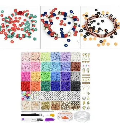 Set Mostacillas Arcilla 24 Color Pulseras Collares Bisuteria Conjunto De Polímero De Adorno De Bricolaje De Cuentas De Arcilla 6000pcs 20 Cm 19 Cm 7