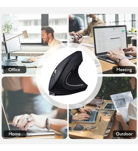 Ratón Vertical Inalámbrico Mouse Usb 2.4ghz Recargable Blanc Blanco 4