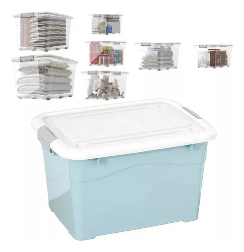 Pack 1 Caja Organizadora 60 Litros Con Ruedas