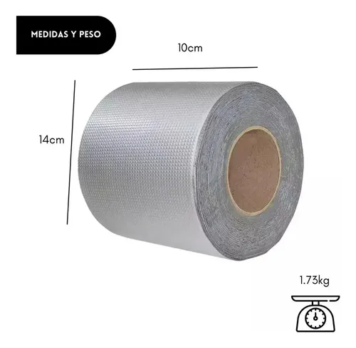 Cinta Sellador Butilo Techo Gotera Impermeable 100mm X 10m Plata 11